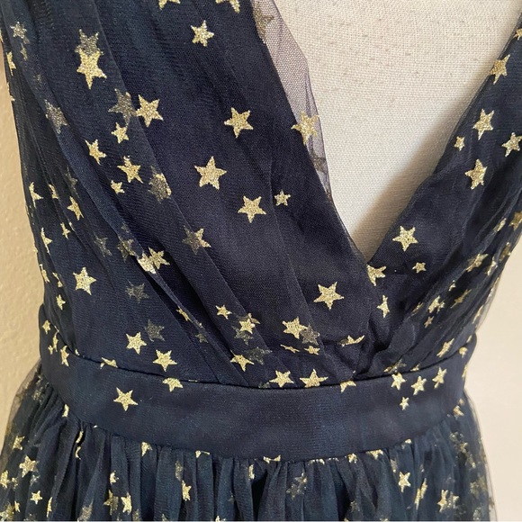 NWOT Lulus Favorite Moment Gold and Black Star Print Skater Dress - Picture 5 of 15